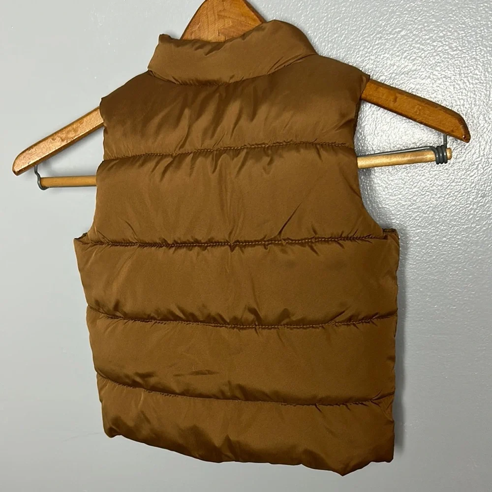 Old Navy Boys 2T Kids Brown Puffer Vest Zip pockets